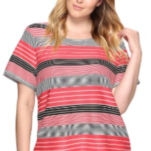Calvin Klein Collection Stripe Blouse Red 2X NWT!